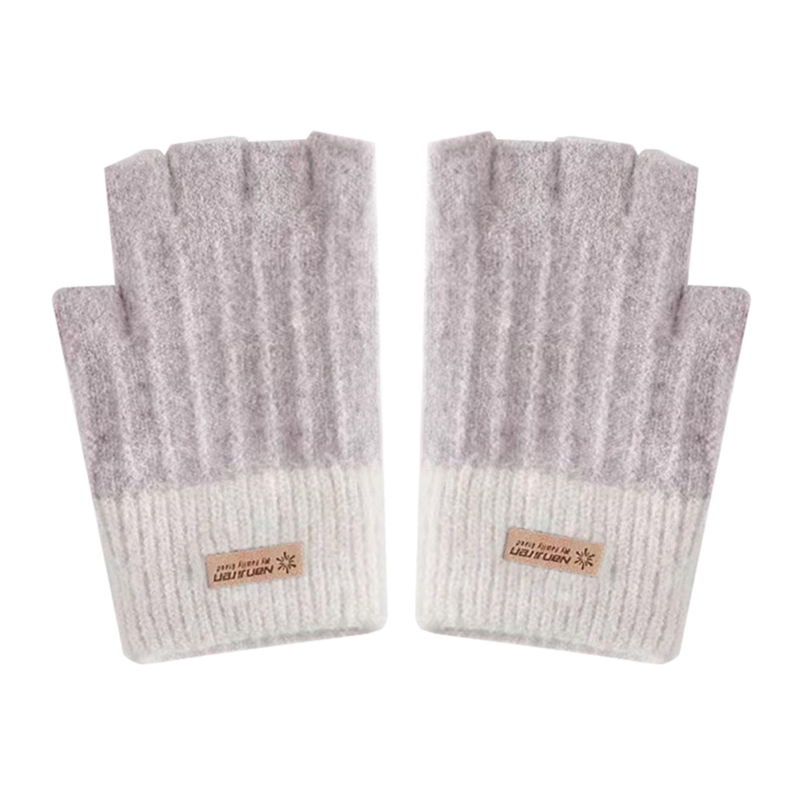 Braut Handschuhe Weiss TüLl Winter Fingerlose Handschuhe Frauen Warme Stricken Halbe Finger Fäustlinge Thermische Fingerlose Handschuhe Damen Halbe Finger Für Laufen Sking (Purple, One Size) von Generisch