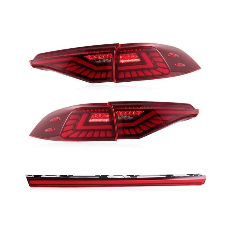 Bremslicht 2PCS Für Toyota für Corolla 2019~2021 led rückleuchten für Corolla Neue dynamische Design hinten licht Bremsen + rückfahr + für Signal Kfz-Rücklichtbaugruppen(Red Cover) von Generisch