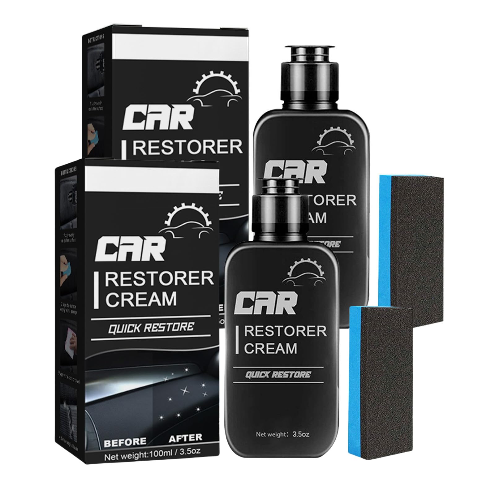 Car Interior Polishing Agent, Kunststoff Auffrischer, Car Restorer Cream, Kunststoffpflege Auto, Auto-Kunststoffreiniger, Reparaturmittel für Autokunststoffe, Auto Kunststoff Auffrischer (2PCS) von Generisch