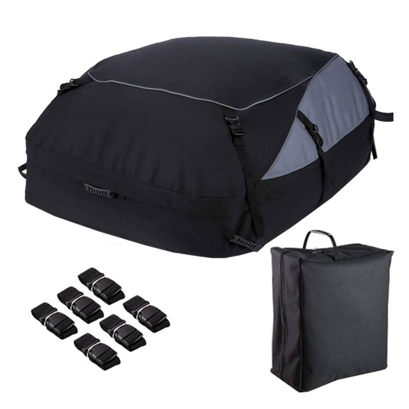 Cargo Bag Rooftop - Fahrzeug-Softshell-Träger | Faltbare Dachbox-Aufbewahrungsbox, Autodach-Gepäckträger, Auto-Dach-Gepäckträgertasche, wasserdichte Dach-Gepäcktasche Inklusive Gurten, Dachtasche Für von Generisch