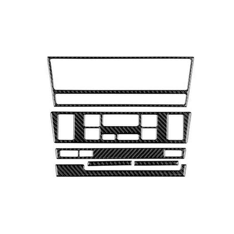 Dekorativer Streifen für die Mittelkonsole des Aut Auto-Klimaanlage für AC-CD-Panel für Sitzheizung, Innenverkleidung, Dekor, Carbon-Look-Aufkleber, für 5er-Serie M5 E39 1998–2003(Schwarz,LHD) von Generisch