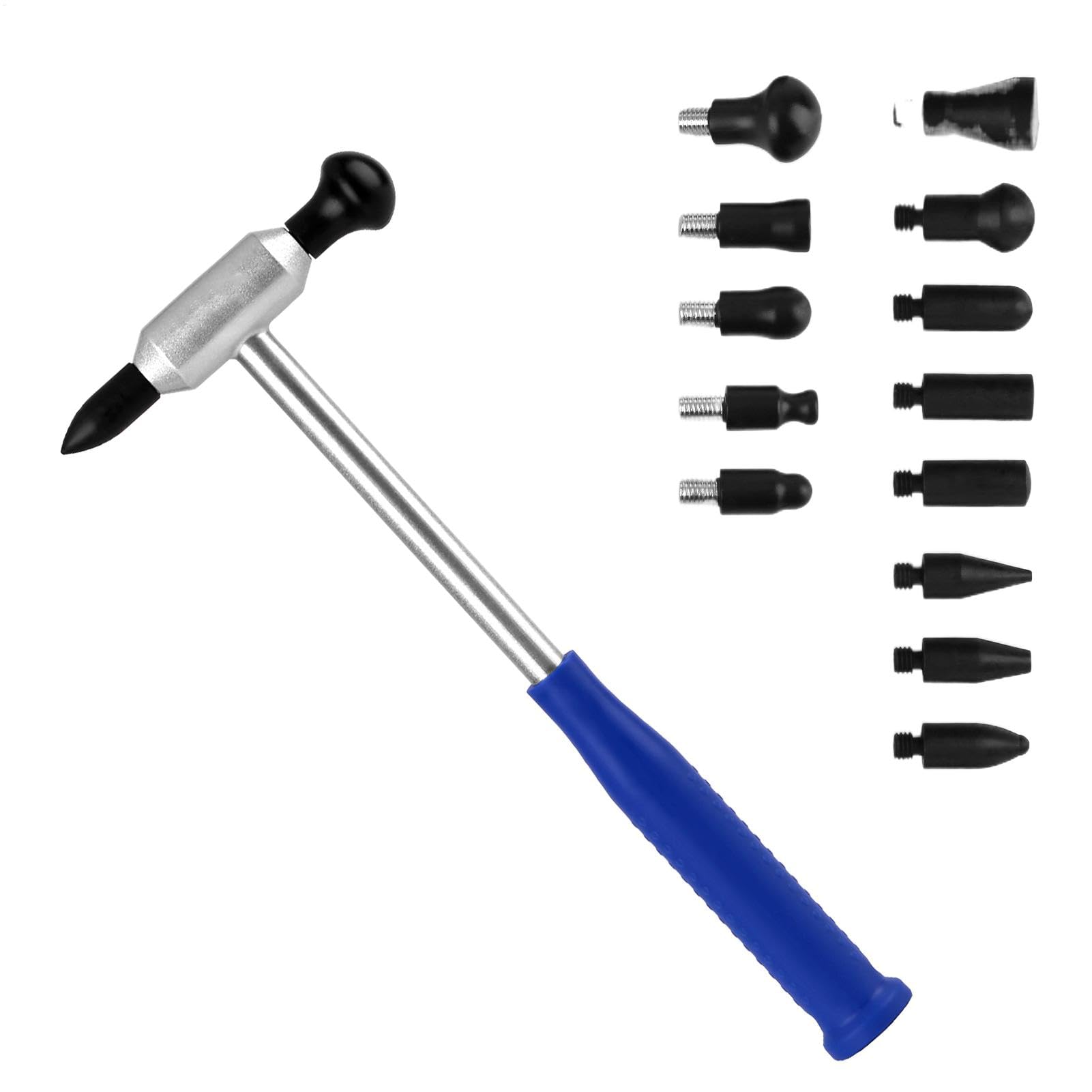 Ding Hammer – lackloser Dellen-Reparatursatz Gummihammer | Tap Down Kit Knockdown Tool | Ding Remover Hammer | Auto Body Repair Tool Kit 15 Köpfen | Automotive Schäden Entfernung | Komplettes von Generisch