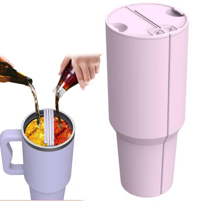 Doppel-Trink-Silikon-Innenfutter, Zubehör für Stanley-Becher, 1,2 l, einführbarer Strohhalm, eine Tasse mehr als eine Getränkeform, Zubehör für Stanley Cup (Rosa) von Generisch