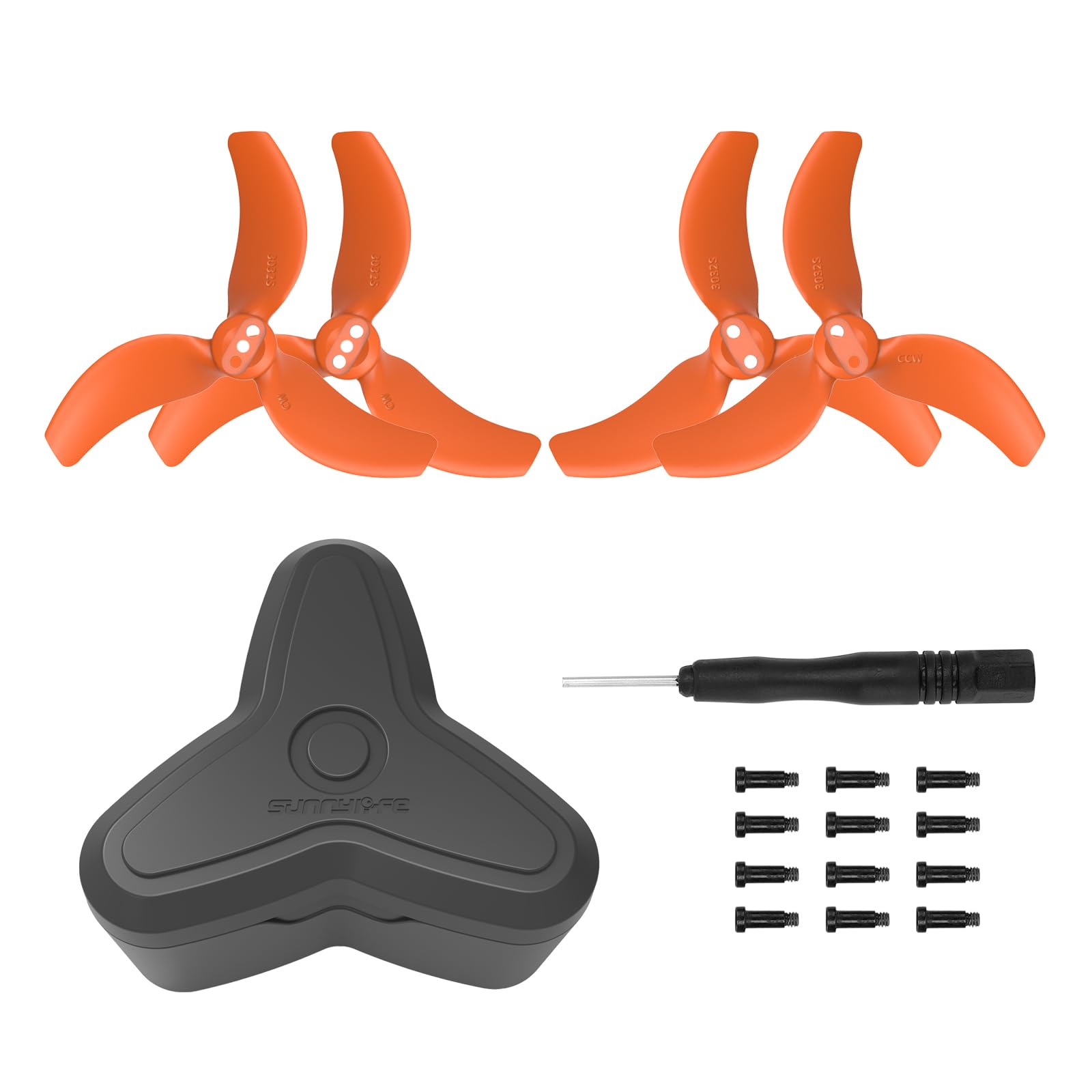 Generic Drohnen-Zubehör-Propeller-Aufbewahrungsbox & 2 Paar orange 3032S Farbpropeller (Avata 2 kompatibel) mit Schutzhülle, Schraubendreher und Schrauben von Generisch