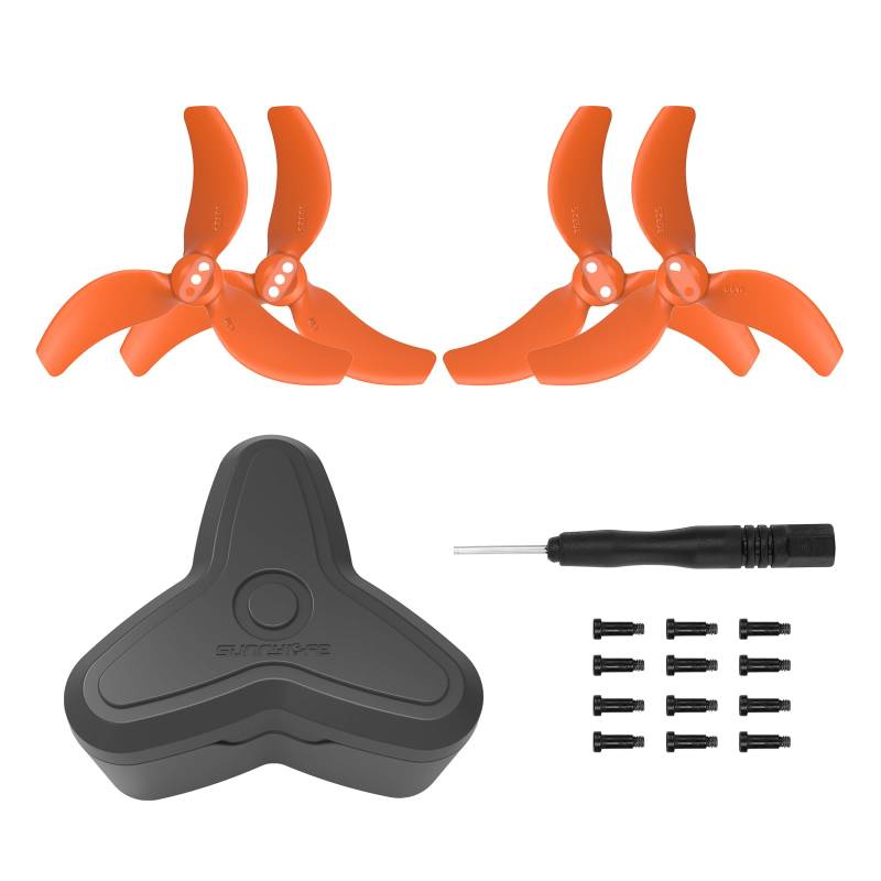 Drohnenpropeller-Ersatz- und Propeller-Aufbewahrungsbox, schützende Propellerhülle, kompatibel für Avata 2 Drohnenzubehör (Orange (2 Paar) + Box) von Generisch