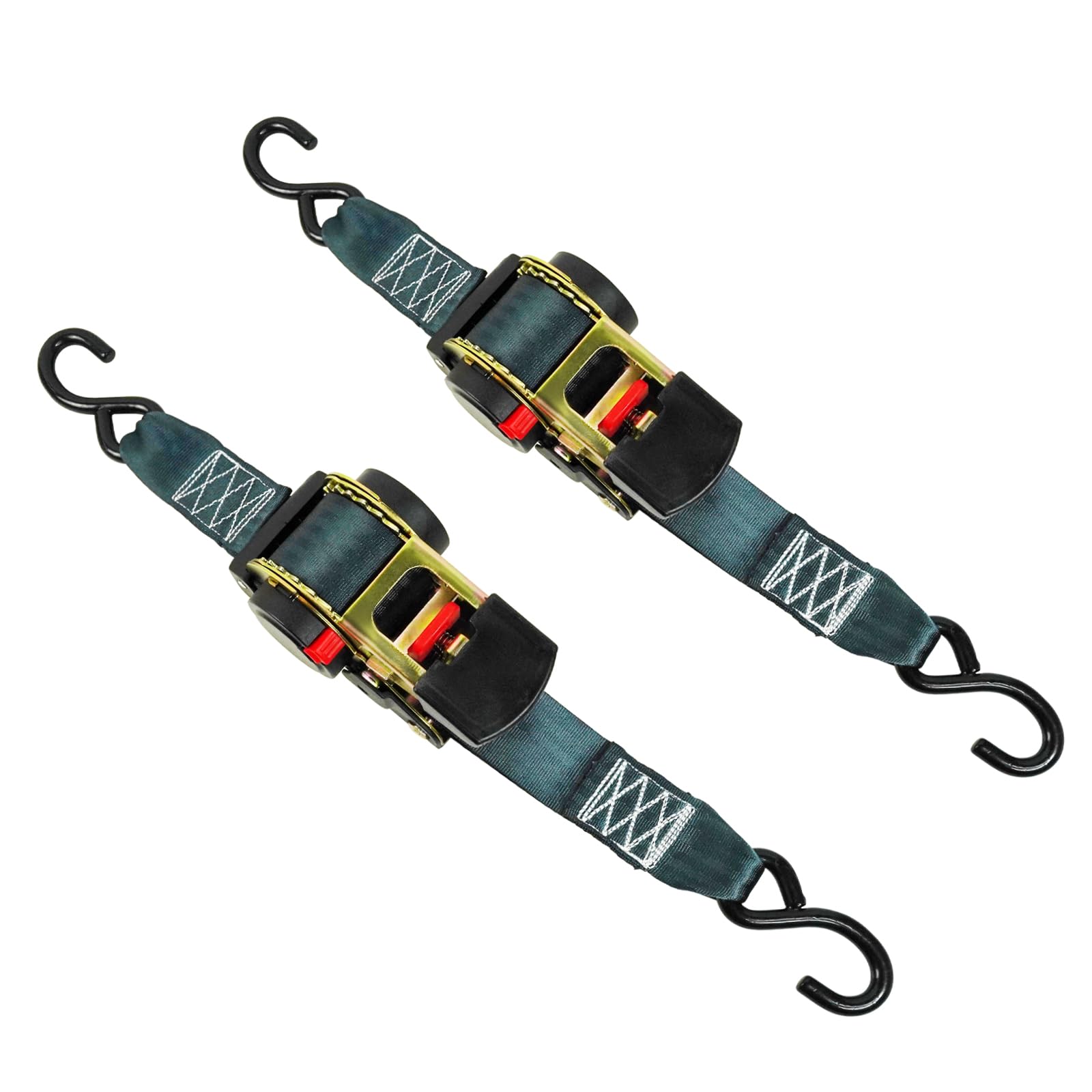 ENJ 2 Pack Retractable Ratchet Strap,Stck Automatik Spanngurt Zurrgurt mit S Haken 750/1500 kg, 4,0 m x 38 mm von Generisch