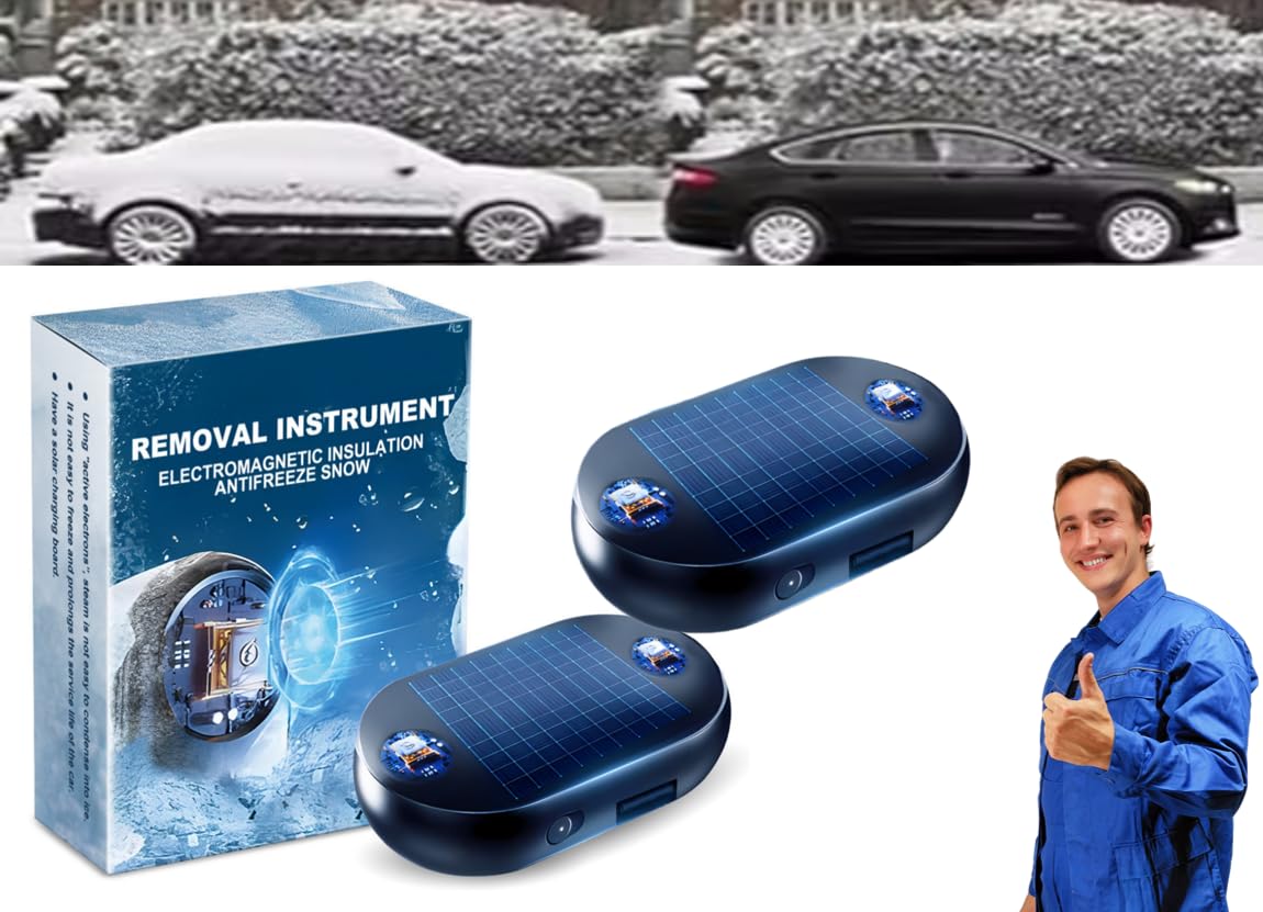 Elektromagnetische Schneeräumung, Elektromagnetisches Frostschutz-Schneeräumgerät, Upgrade Solar Drive, schnelles und effizientes Auto-Frostschutzmittel, Frostschutz-Schneeräumgerät (2PCS) von Generisch