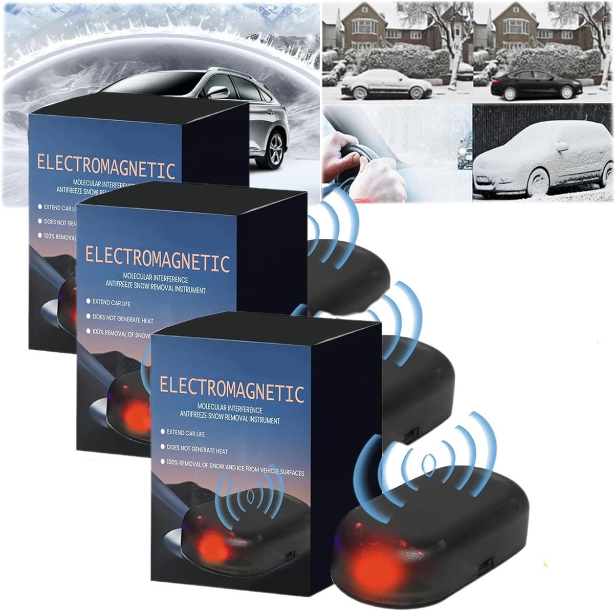 Elektromagnetische Wellen-Frostschutz- und Schneeräumungsgerät, 2025 neues Frostschutz-Schneeräumgerät, elektromagnetisches Auto-Schneeräumgerät, elektromagnetische Schneeräumung (3 Stück) von Generisch