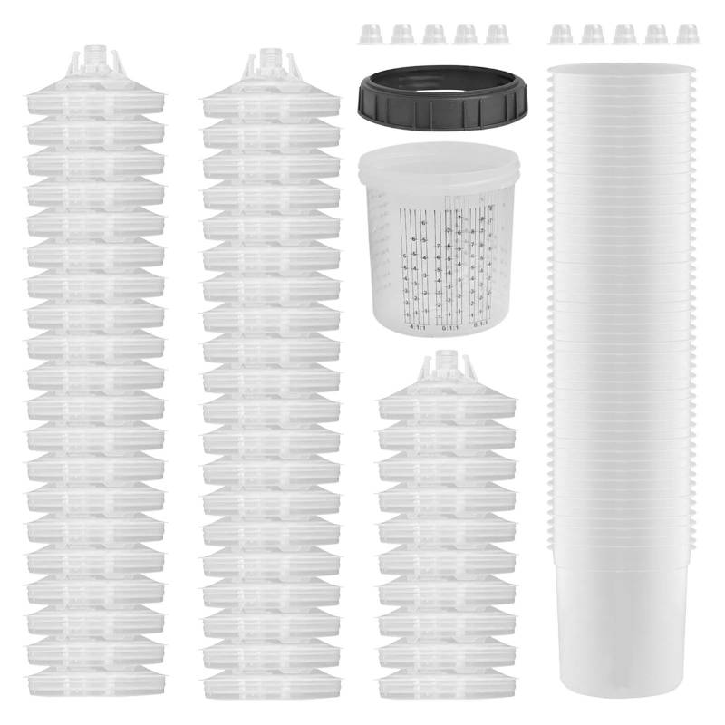 Farbmischbecher – Farbmischbecher für Autolack | 50 transparente Farbmischbecher-Kits, Wasch- und Automobil-Farbsprühset, Farbsprühbecher für Autos, LKWs, SUVs von Generisch