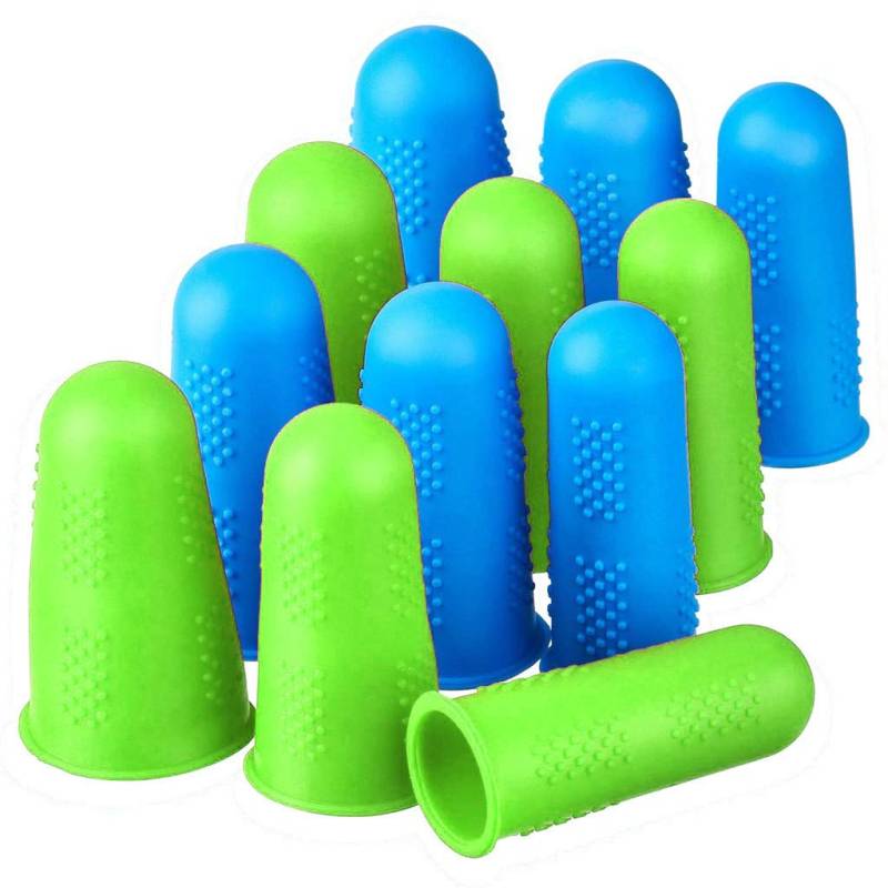 Finger -Scalp in Protektorgröße Fingerkappen 3 Klebstoffe Silikon 12 Stück Küche, Essen & Trinken Fingerpuppe (blue, One Size) von Generisch