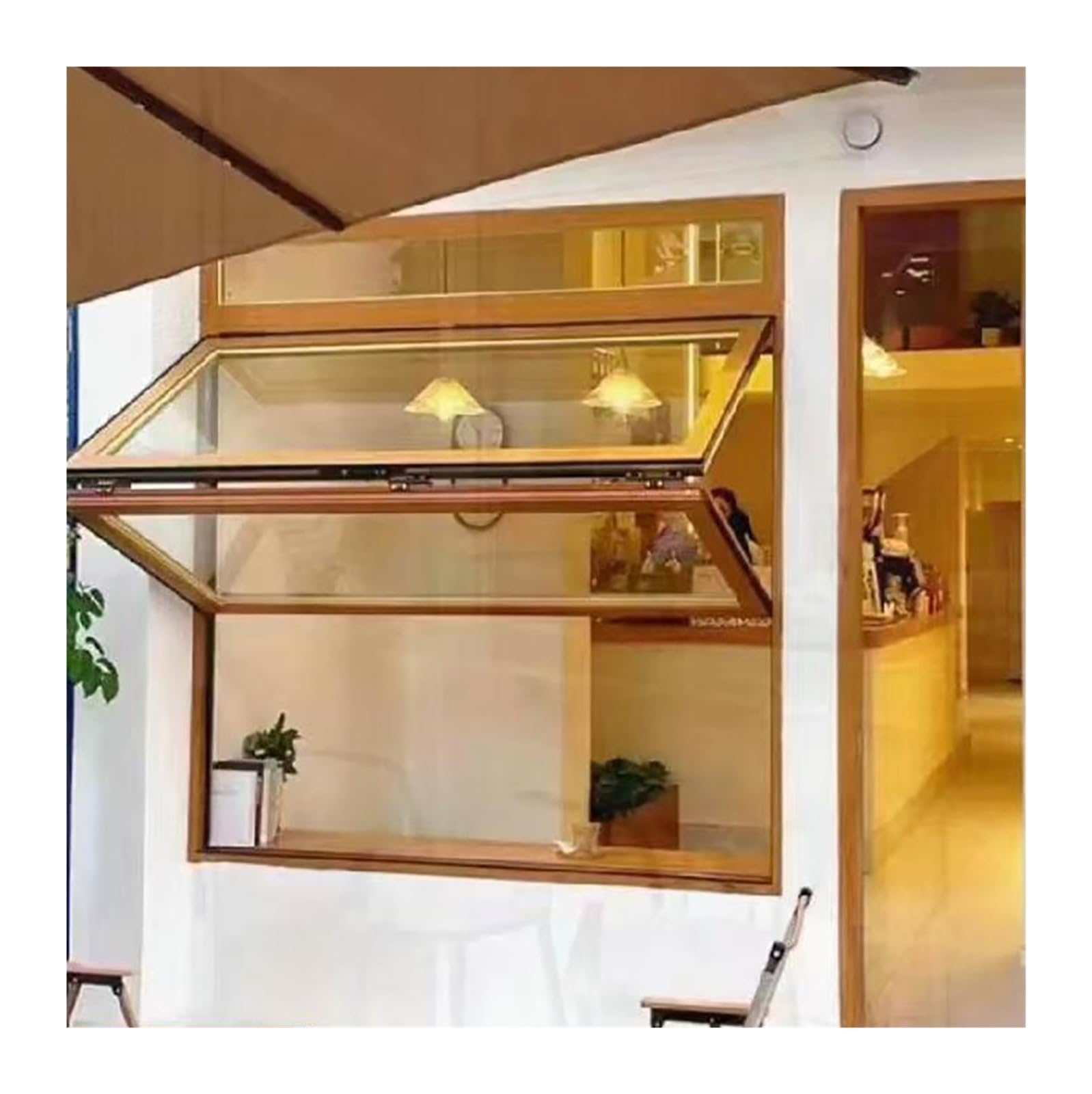 Food-Truck-Konzessionsfenster mit gehärtetem Glas, mobile Gastronomieeinheit, Servicefenster für Schuppen, Küche, bündiges Fenster, ideal für Konzessionsständer (Gold, 75 x 100 cm) von Generisch