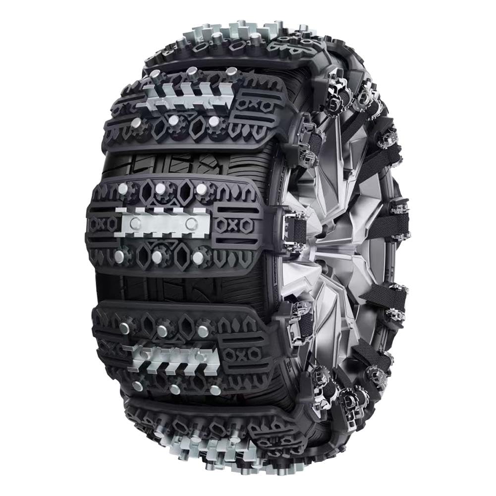 Für 16,5 - 27,7 cm große Auto-Winter-Schneetiger-Klaue, Eisbrecher, Skid, Autoreifen, Nagel, Metall, robuste Stahlkette, TPU-Mangan von Generisch