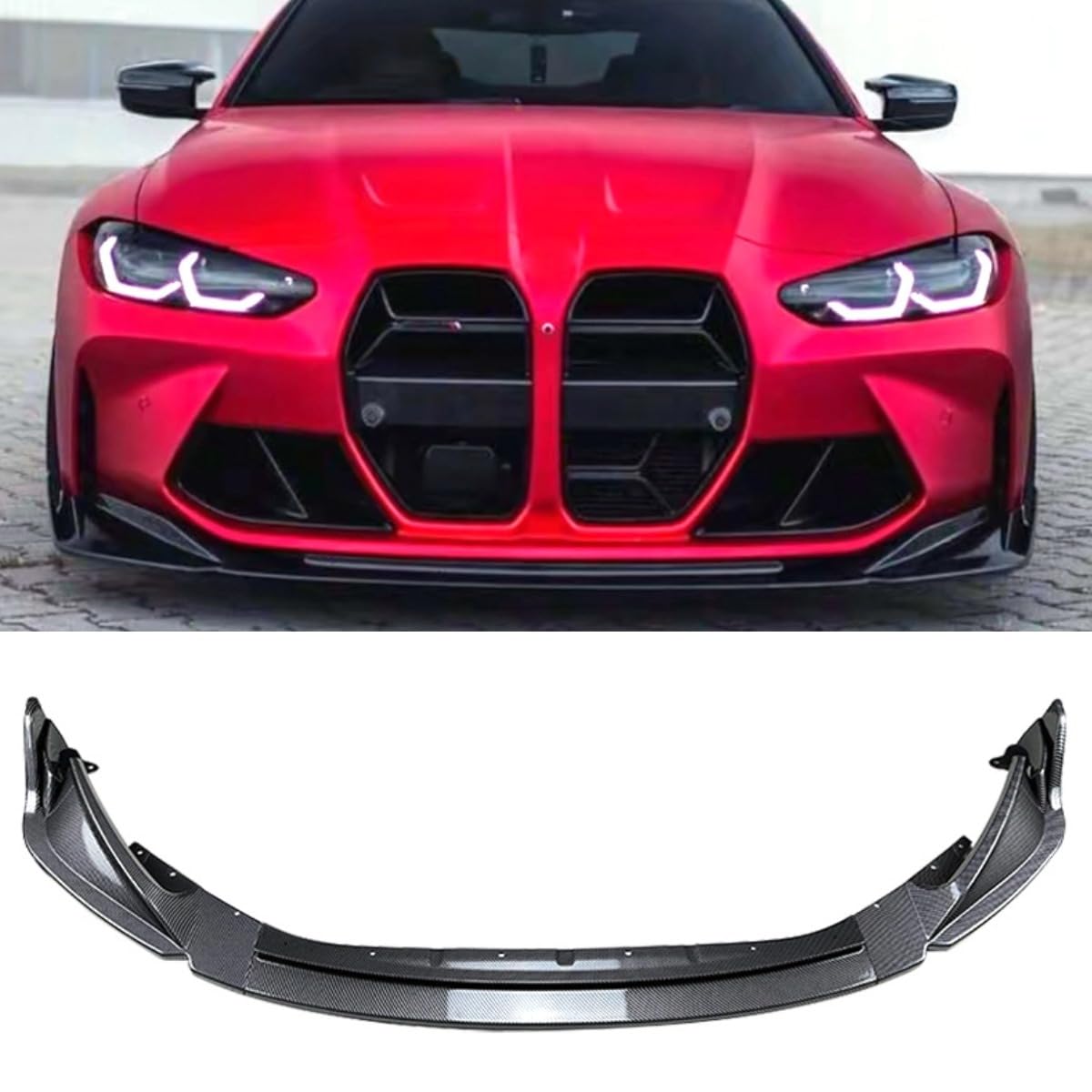 Für BMW M3 M4 G80 G82 2021-2024 Body Kit Frontstoßstange Diffusor Sport Style Heckstoßstange Spoiler Autozubehör (Glänzend Schwarz) von Generisch