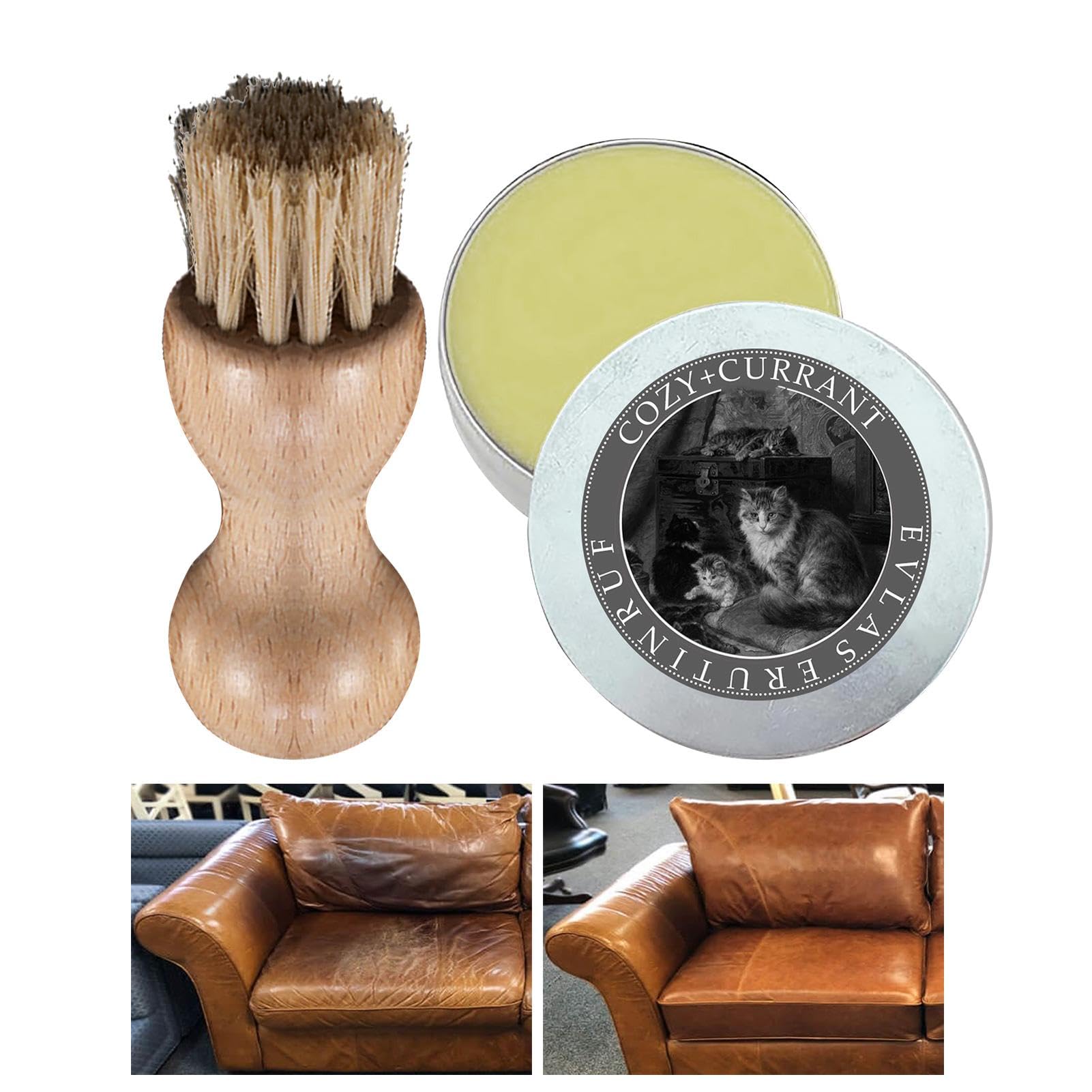 Furniture Salve, Reparatursalbe Für Ledermöbel, Möbelsalbe Für Leder, Elchen Balsam Für Leder, Ledermöbel Salbe Mit Pinsel, Möbel Salbe Für Leder, Mehrzweckreiniger, Für Leder, Tische, Treppen von Generisch