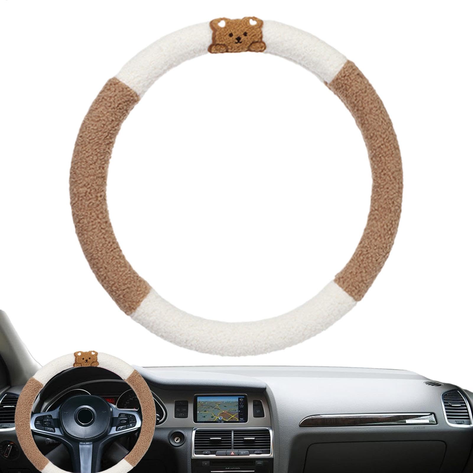 Fuzzy Lenkradbezug, 38,1 cm (15 Zoll), Anti-Rutsch-Schutz für Lenkrad – Auto-Lenkrad-Schutzhülle für Auto, LKW, SUV, für 38,1 cm (15 Zoll) Lenkräder von Generisch