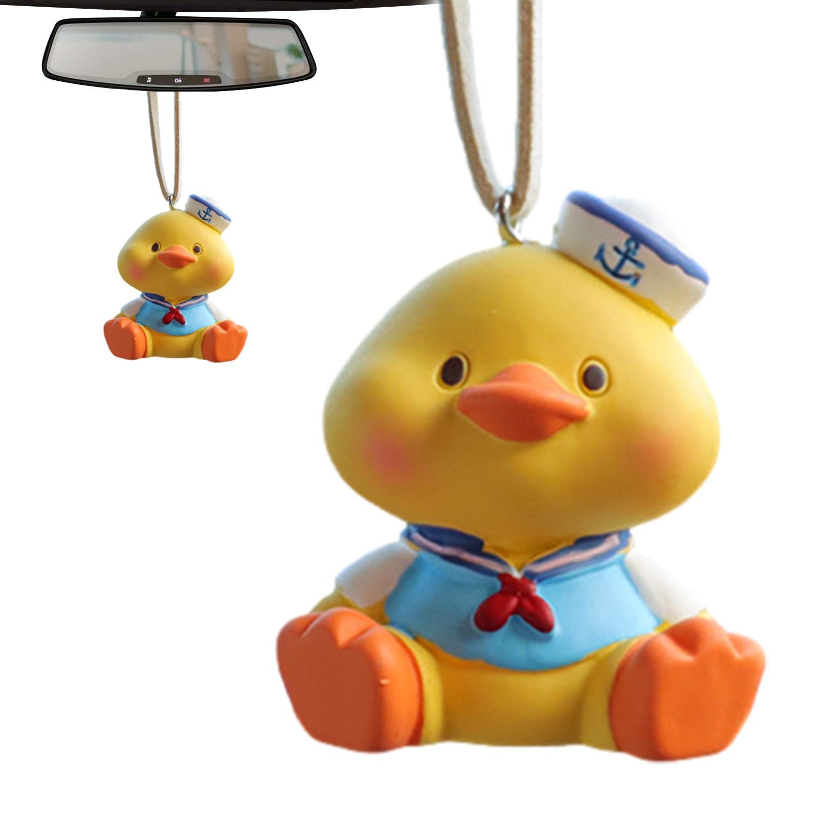 Gelbe Ente Auto-Ornament,Auto-Enten-Ornament | Harz niedlicher Schaukel-Enten-Auto-Anhänger,Robuste Enten-Autodekoration, niedliche Cartoon-Autodekoration für Fahrzeug, LKW von Generisch