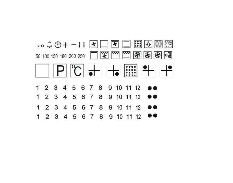 hegehof Generisch 1 Herd Aufkleber Set, E Herd Beschriftung Ofen Koch Schalter Zeichen Aufkleber, Abziehbild (R98) (transparenter Hintergrund mit schwarzen Symbolen (R98/3) t) von Generisch