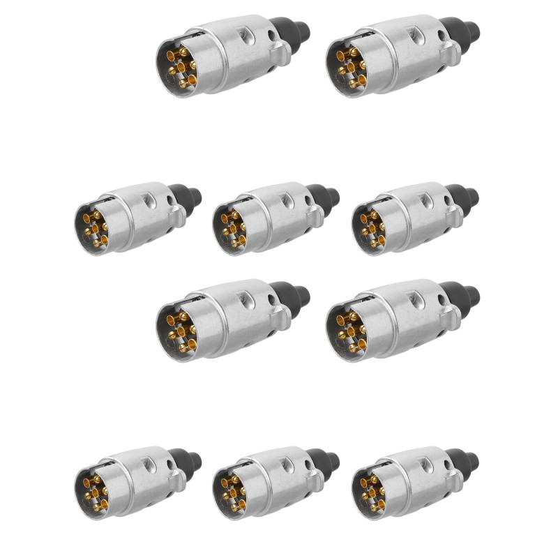 Generisch 10 Stück - 7 poliger Stecker 12V - Metall Gehäuse - Anhänger - PKW - 7 poliger Anschluss von Generisch