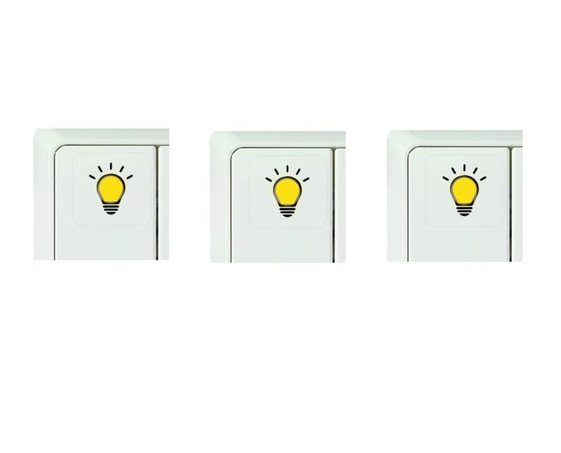 Generisch 3 Stück Schalter Aufkleber Licht Symbol Schalteraufkleber (RT25/1) (35 x 35 mm) von Generisch