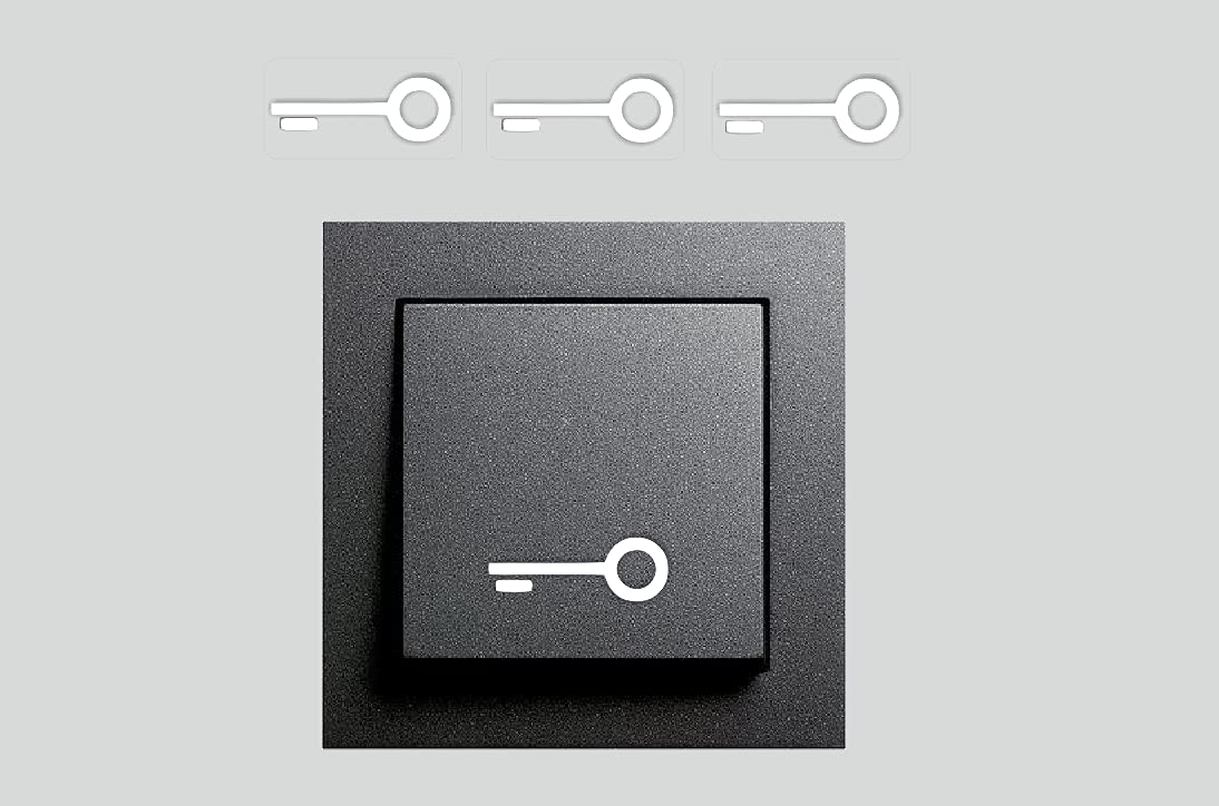 Generisch 3 Stück Schalter Aufkleber Schlüssel Symbol Schalteraufkleber (RT 87/5) (2 x 1 cm) von Generisch