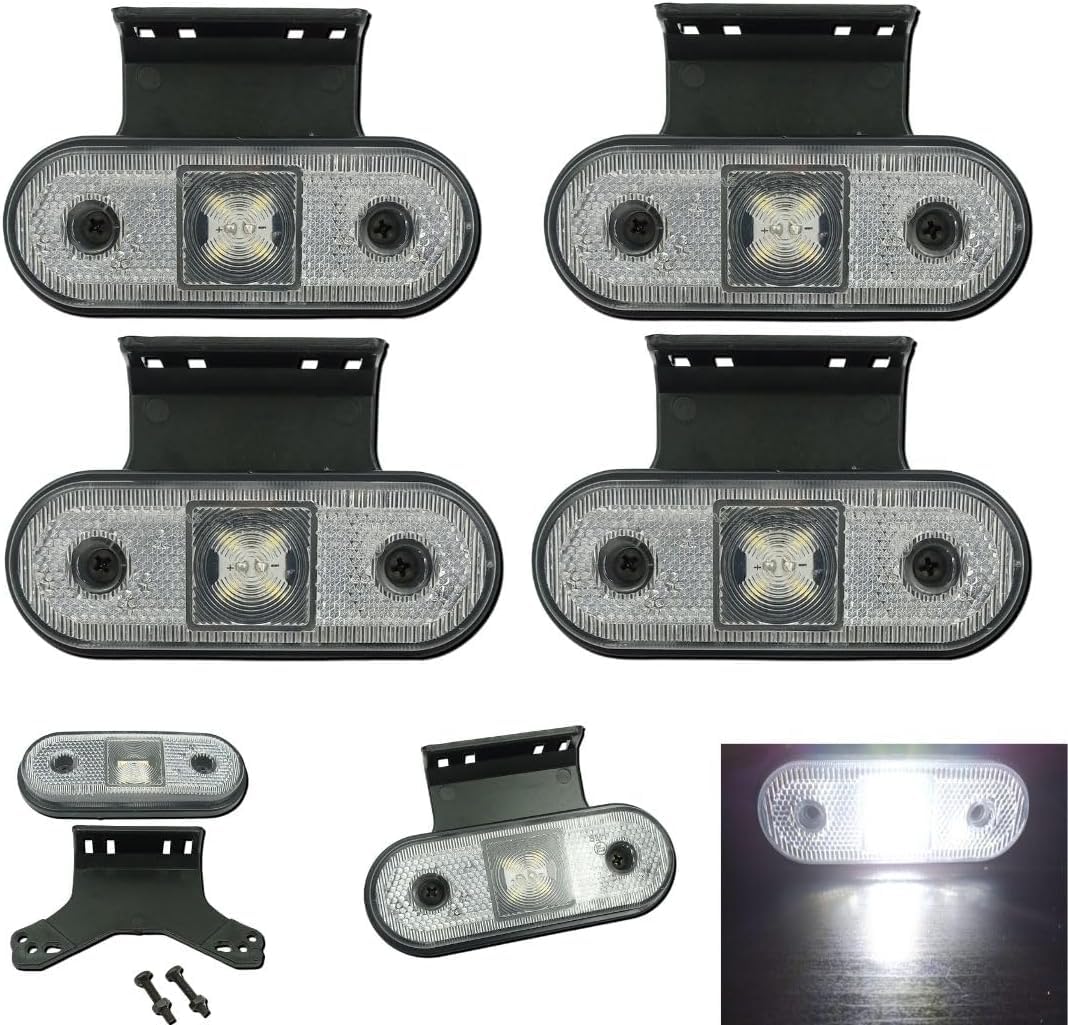 Generisch 4 x LED Begrenzungsleuchten Positionsleuchten Seitenleuchten Weiß LKW PKW Wohnmobil Wohnwagen 12v 24v E9 von Generisch