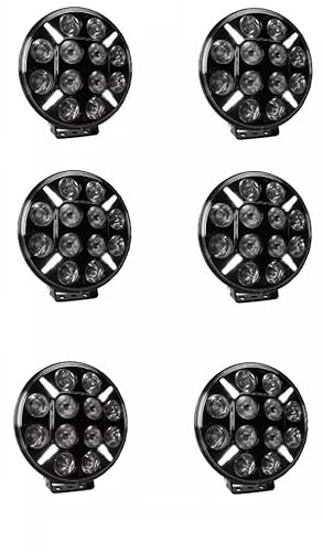 Generisch 6x 9 LED Rund Arbeitsscheinwerfer Spotlicht 120W 9-36V mit 2 Funktionen Scheinwerfer E8 Prüfzeichen LED Positionleuchte IP68 Wasserdicht Weiß 12000lm Neu OVP LKW PKW ATV UTV Traktor Offroad von Generisch