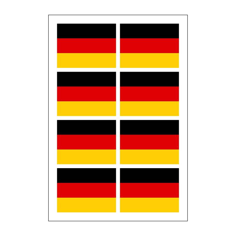 Generisch 8 Stück Aufkleber Deutschland Flaggen Set | Sticker Germany Autoaufkleber von Generisch