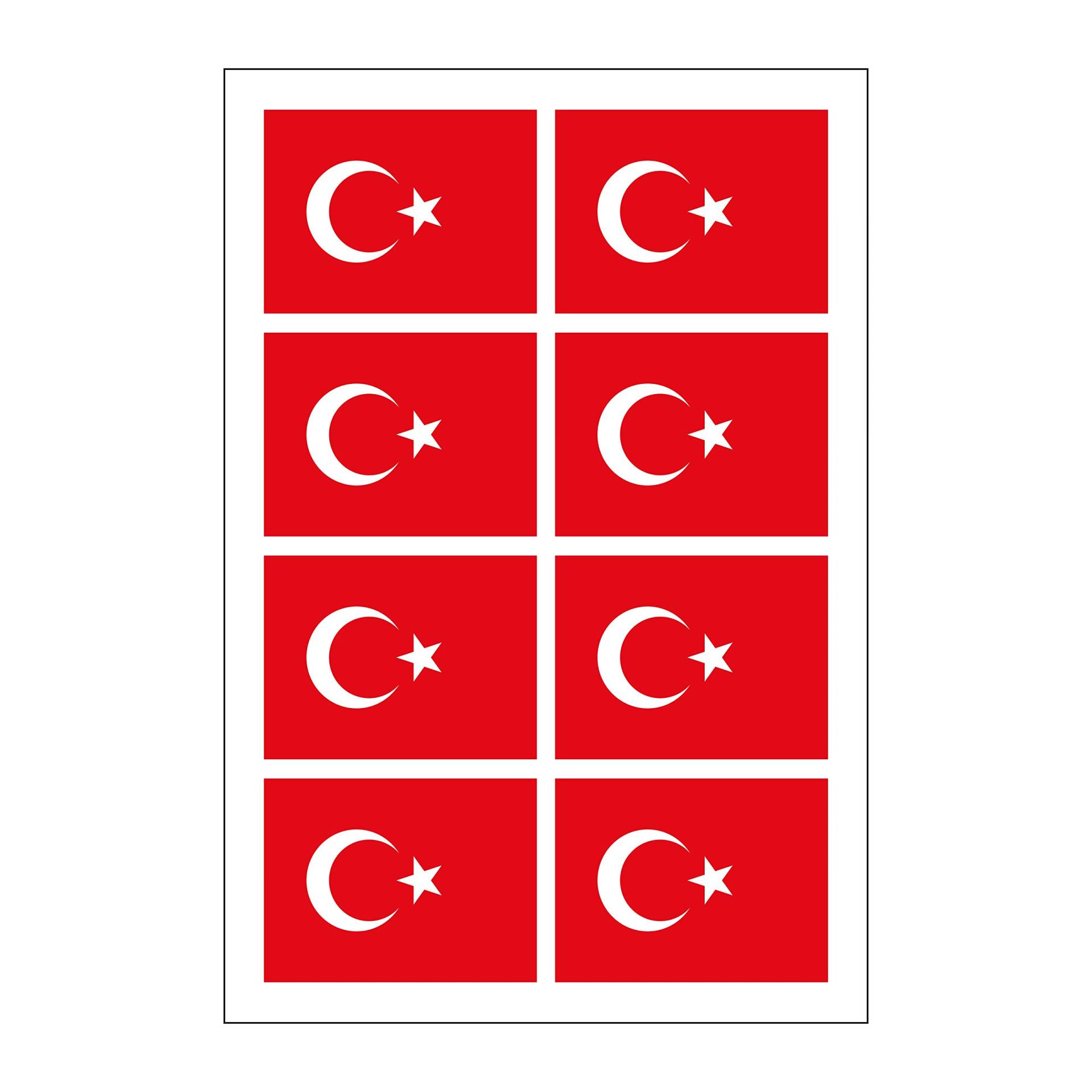 Generisch 8 Stück Aufkleber Türkei Flaggen Set | Sticker Türkiye Autoaufkleber von Generisch