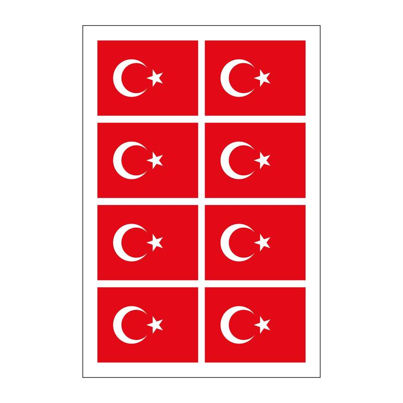 Generisch 8 Stück Aufkleber Türkei Flaggen Set | Sticker Türkiye Autoaufkleber von Generisch