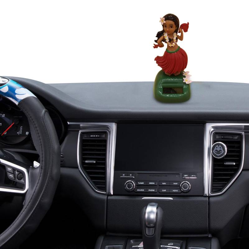 Generisch Auto-Armaturenbrett-Ornament - Auto-Hawaii-Mädchen-Miniatur-Puppe | Spielzeug-Armaturenbrett-Ornamente mit schüttelndem Kopf, solarbetriebene Sammlerfiguren, Auto-Innenzubehör von Generisch