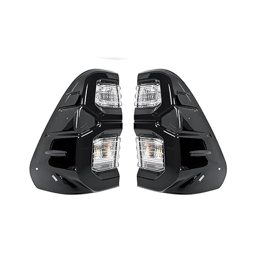 Generisch Auto-Bremslichter Auto Links/Rechts Seite Rot Rücklicht Für Toyota Für Hilux Für Revo Für Rocco 2020-2021 Hinten schwanz Licht Bremse Lampe Für Mit Draht Harne(2pcs Black) von Generisch