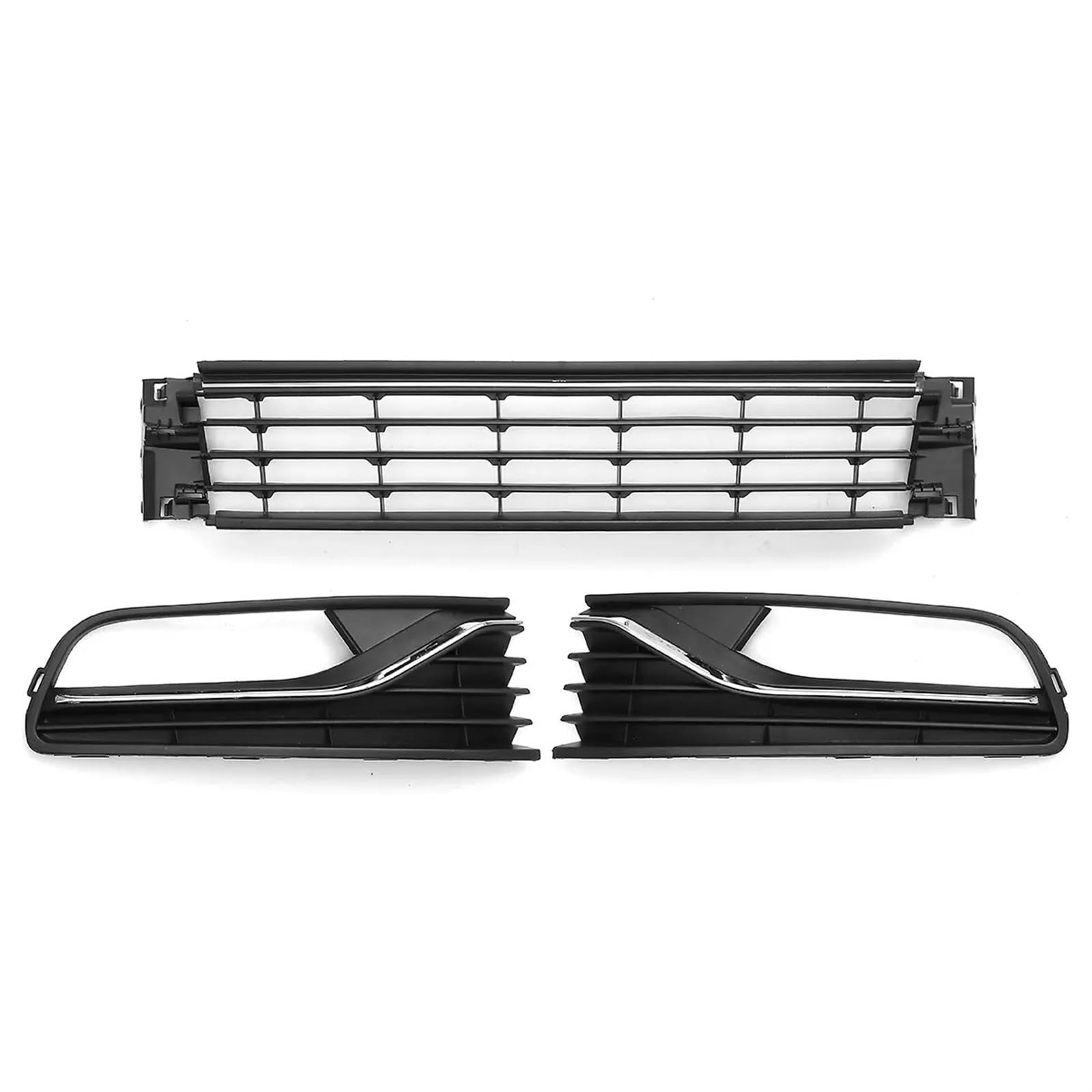 Generisch Auto-Nebelscheinwerfergitter Neues Frontstoßstangen-Grill-Set rechts + Mitte + links für VW für Polo 6r 2014–2017, Renngrills/Nebelscheinwerferabdeckung 6R0853677A9B9 von Generisch