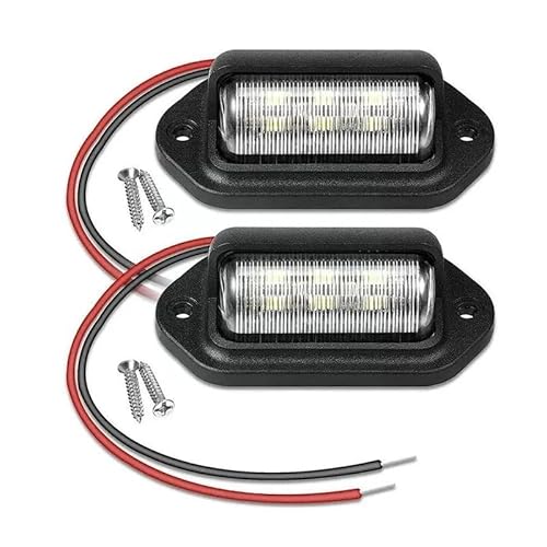 Generisch Auto-Rücklicht 6 LED-Kfz-Kennzeichenbeleuchtung, universell, 12–24 V, für SUV, LKW, Anhänger, Van, weiße Seitenlampen, Kfz-Kennzeichenbeleuchtung Anhängerbeleuchtung von Generisch