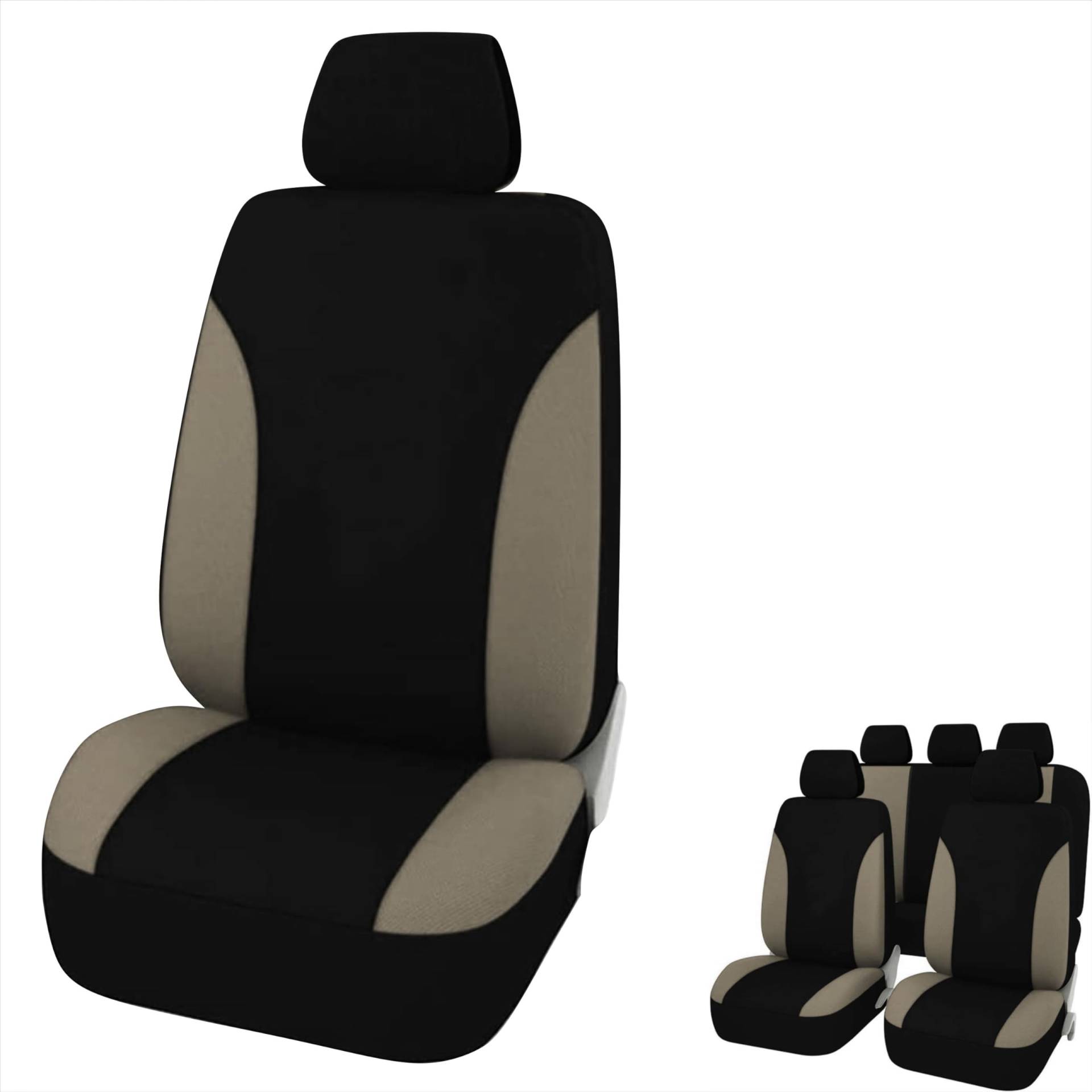 Generisch Auto Sitzbezug Set Komple vorne und Hinten Sitzbezüge Sitzschoner Universal Schonbezüge Auto Schwarz Beige (11 Teilig) XOKL01 von Generisch