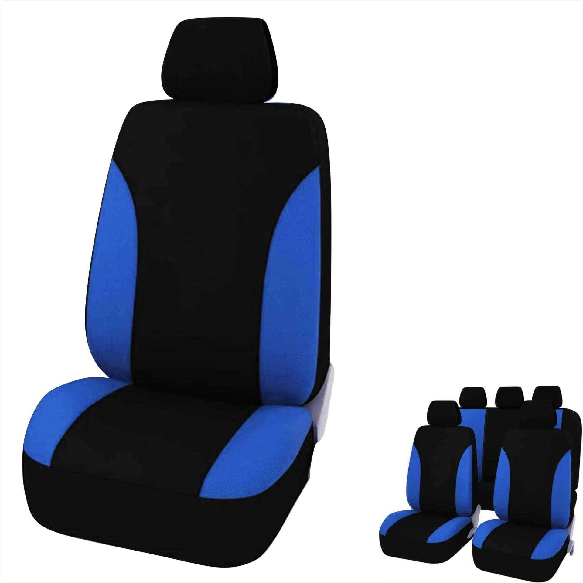 Generisch Auto Sitzbezug Set Komple vorne und Hinten Sitzbezüge Sitzschoner Universal Schonbezüge Auto Schwarz Blau (11 Teilig) XOKL01BLL2 von Generisch