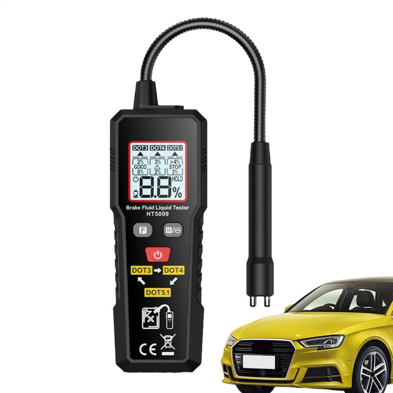 Generisch Brake Tester, Fluid Detector, Portable Automotive Hydraulic Fluid, Backlit Oil Water Detection Tool, Moisture Analyzer for Vehicle Maintenance, 95g, 2 Battery von Generisch