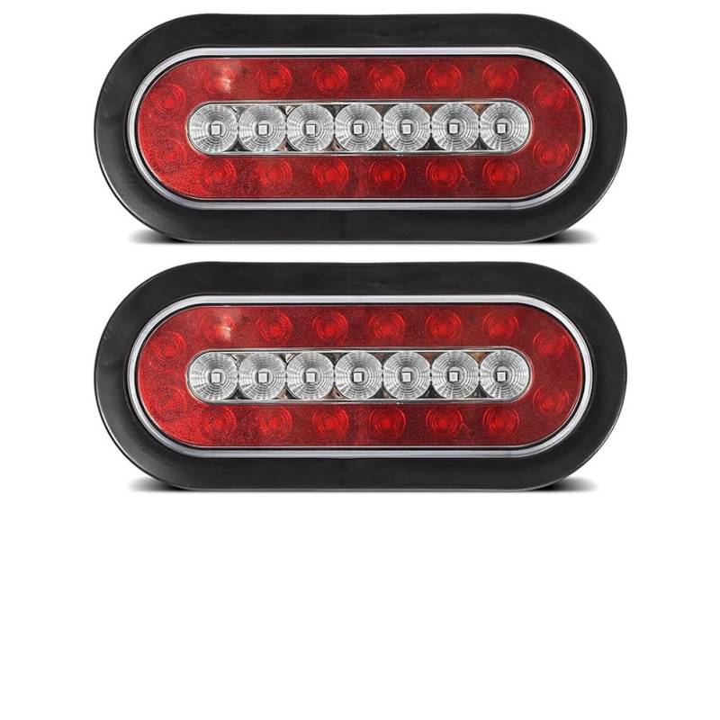 Generisch Bremslicht 2 Stück 6,3 Zoll 23LED Rückwarnleuchte 10-30 V Oval für LKW-Anhängerbremse für Signalmarkierungsanzeigen Lichtersatz Kfz-Rücklichtbaugruppen von Generisch