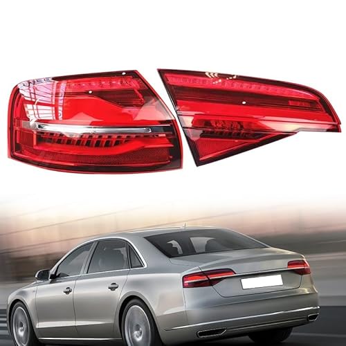 Generisch Bremslicht Auto Rücklicht A8 D4 4Tür für Limousine 2014-2017 LED Rückleuchten Hinten Lampe LED für Signal Parkplatz lichter 4H0945095K Kfz-Rücklichtbaugruppen(Right Outer) von Generisch