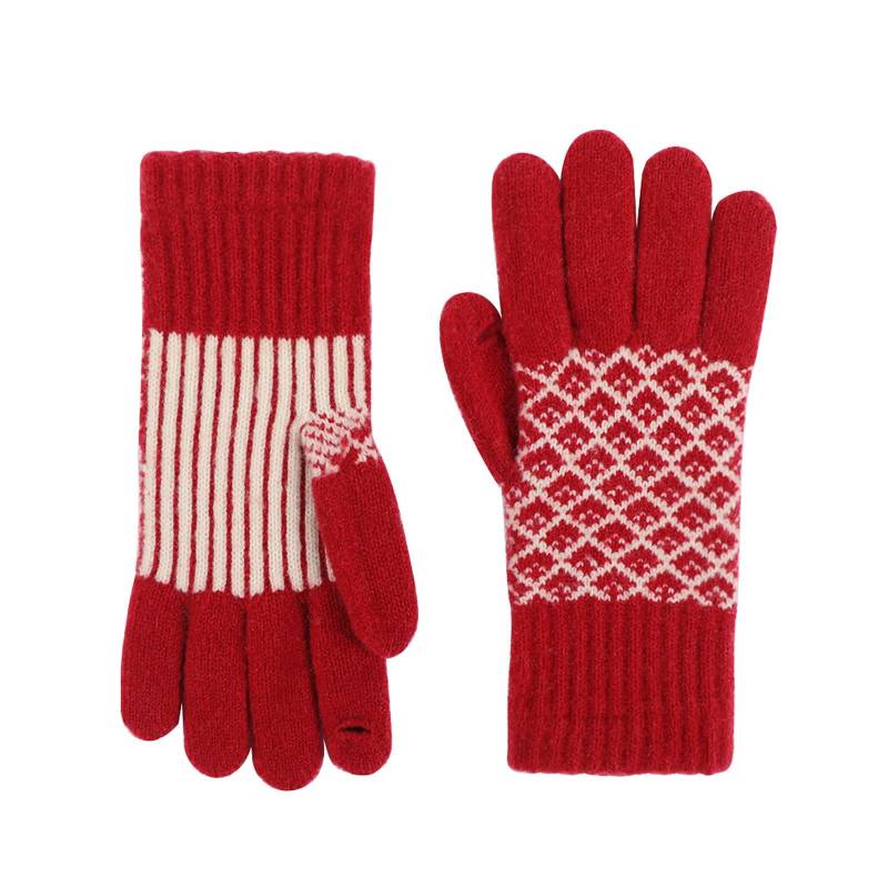 Generisch Damen Winter-Accessoires Winter-Strickhandschuhe, warme volle Finger für Damen, mit verbessertem Anti-Rutsch-Handschuh, gefüttert Handschuhe Damen FäUstlinge (Red, A) von Generisch