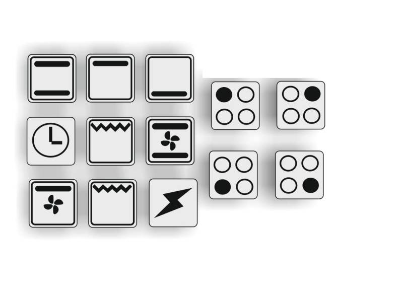 Generisch EIN Set mit 13 Stück Herd Aufkleber E Herd Beschriftung Ofen Koch Schalter Zeichen Symbole (R29/1/1) (14x14mm) von Generisch