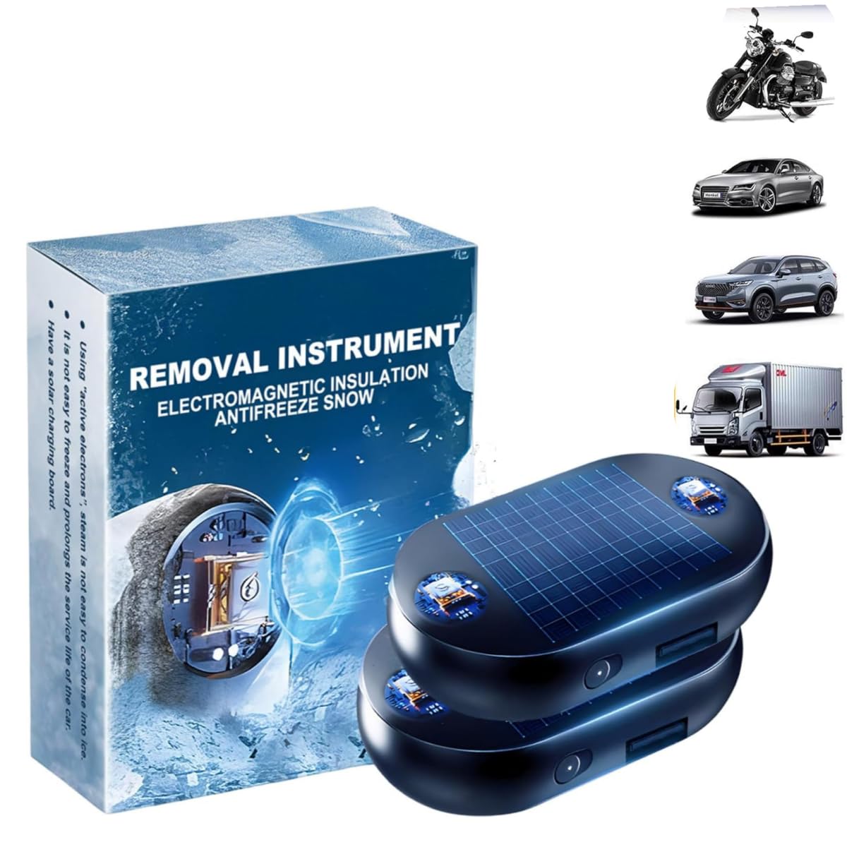 Generisch Elektromagnetische Molecular Interference Anti-Freezing Snow Removal Device Car,Frostschutzmittel Schnee Entfernung Instrument,Frostschutzgerät zur Schneeräumung,Auto Defroster (2 Stück) von Generisch