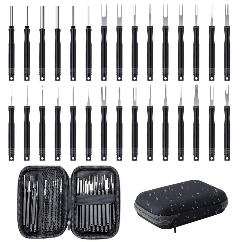 Generisch Entriegelungswerkzeug Terminal Removal Tool Kit for Car, Auto Entriegelungswerkzeug Auspinwerkzeug, Auspinnwerkzeug KFZ Set, Wire Connector Pin Release Key Extractor Tools Set(30 Stück) von Generisch