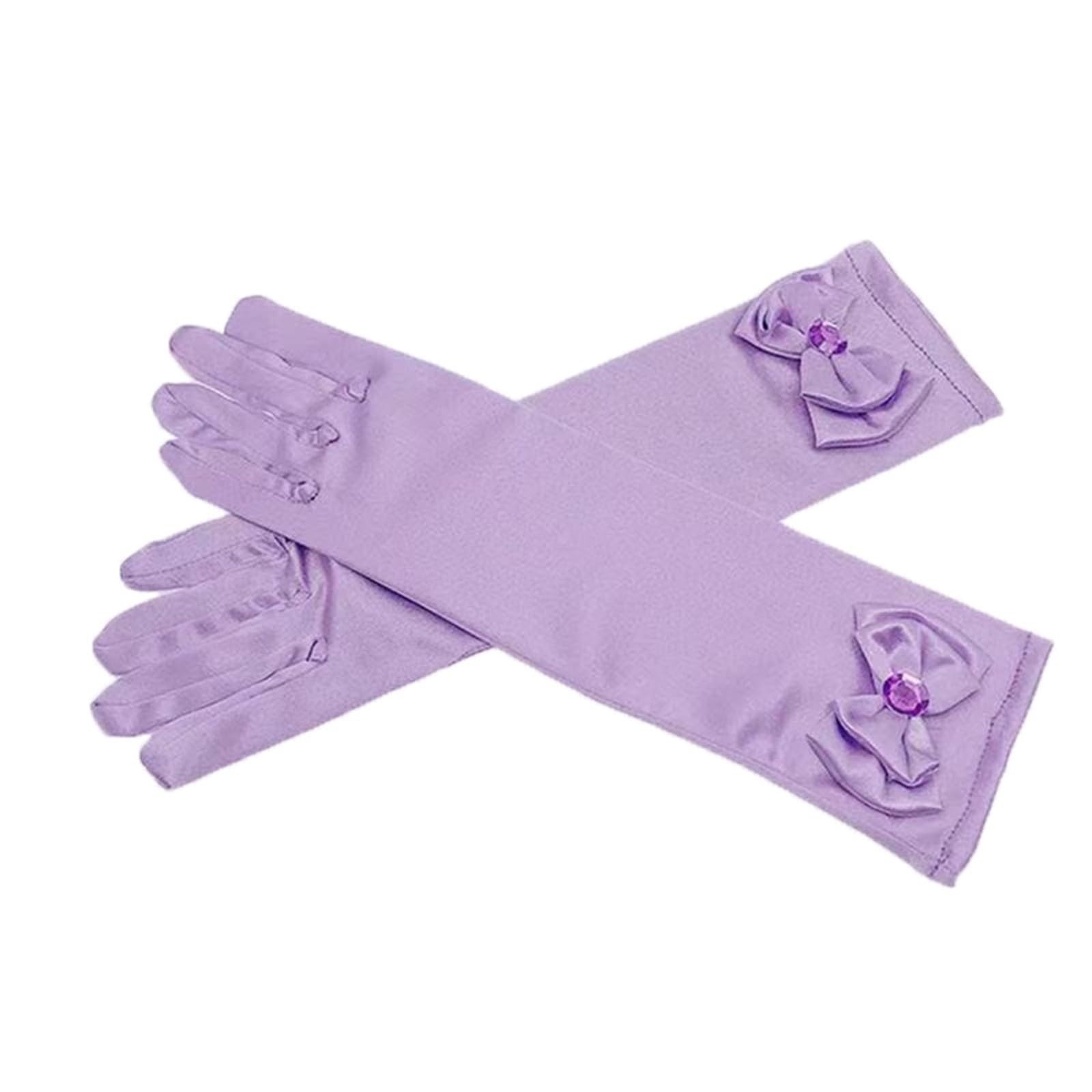 Generisch Fahrradhandschuhe Wasserfest Mädchenhandschuhe mit Schleife, 1 Paar weiche, atmungsaktive Handschuhe mit Schleife für Bühnenauftritte, Partys und besondere Anlässe, (Purple, One Size) von Generisch