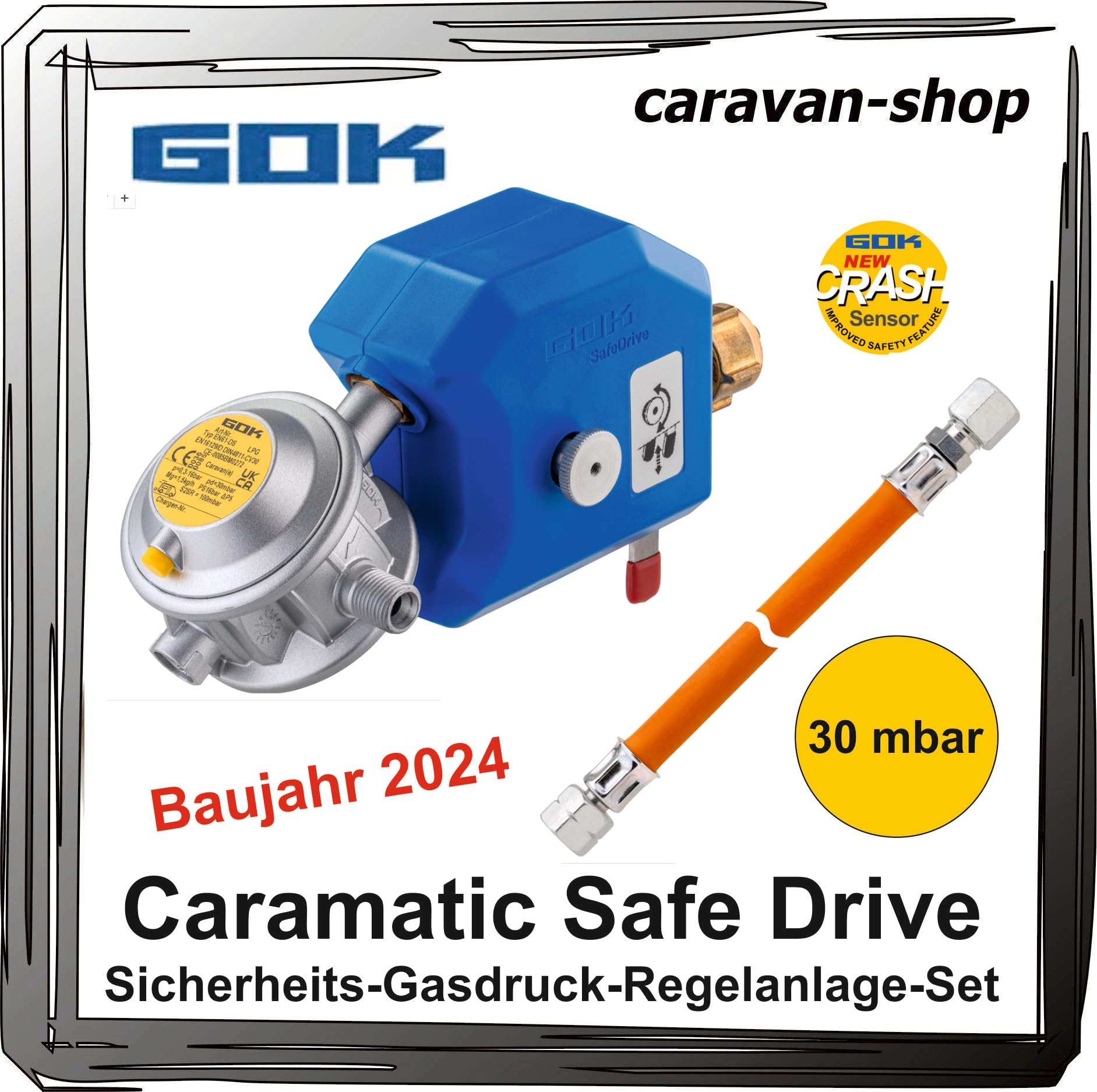 Generisch GOK Sicherheits Gasdruck Regelanlage 30 mbar Crash-Sensor Caramatic Save Drive Wohnmobil von Generisch