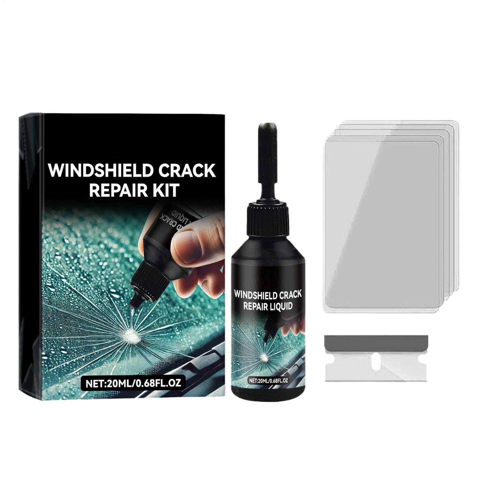 Generisch Glasreparaturflüssigkeit Scheiben Reparaturset Auto, Windschutzscheibe Reparaturset, Windshield Repair Kit for Crack, Glas Reparatur Set Für Spiegel, Windschutzscheiben, Handybildschirme von Generisch