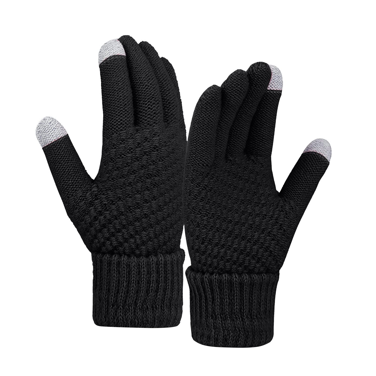 Generisch Kostüm Damen Blau Warme Winterhandschuhe aus Wolle für Damen, einfarbig, gestrickt, kältebeständig Echter Schmuck (Black, One Size) von Generisch