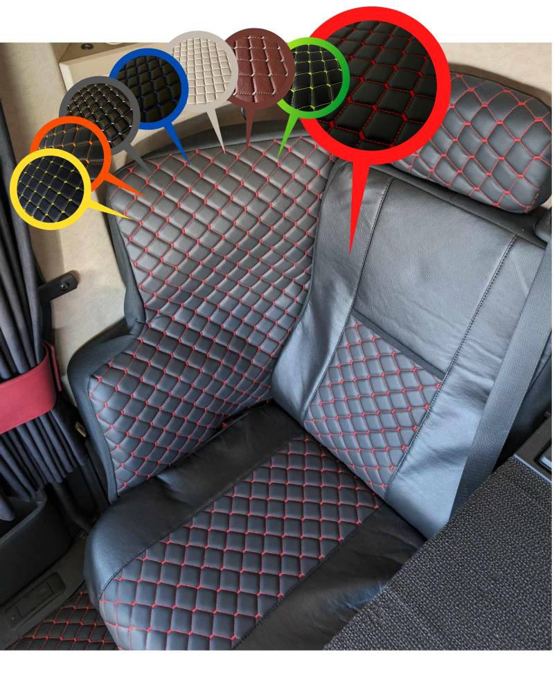 Generisch LKW Sitzbezüge für Mercedes Actros SOLOSTAR mit Sitzecke (Schwarz mit roten Nähten) von Generisch