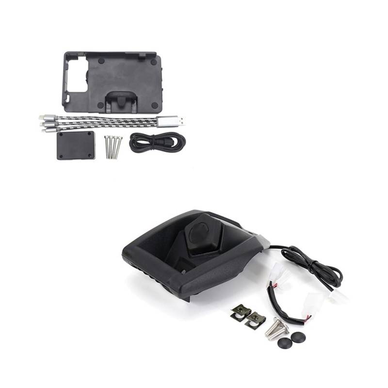 Generisch Motorrad Navigationszubehör Für Yamaha Für N-MAX 125 155 Für X-MAX 125 300 400 Motorrad Telefon Navigation Halterung Wireless Für USB Lade Port Halter(2) von Generisch