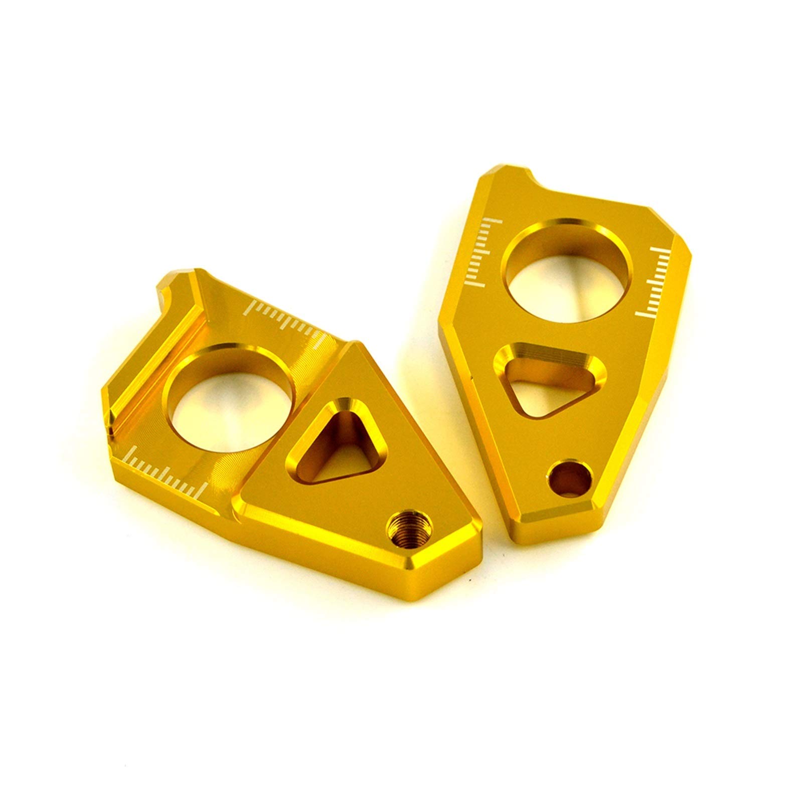 Generisch Paar Motorrad CNC Hinterachse Spindel Kettenspanner Einsteller Blocker for Yamaha Tmax 530 FZ8 2012–2015 FZ1 YZF R1 2006–2015(Gold) von Generisch