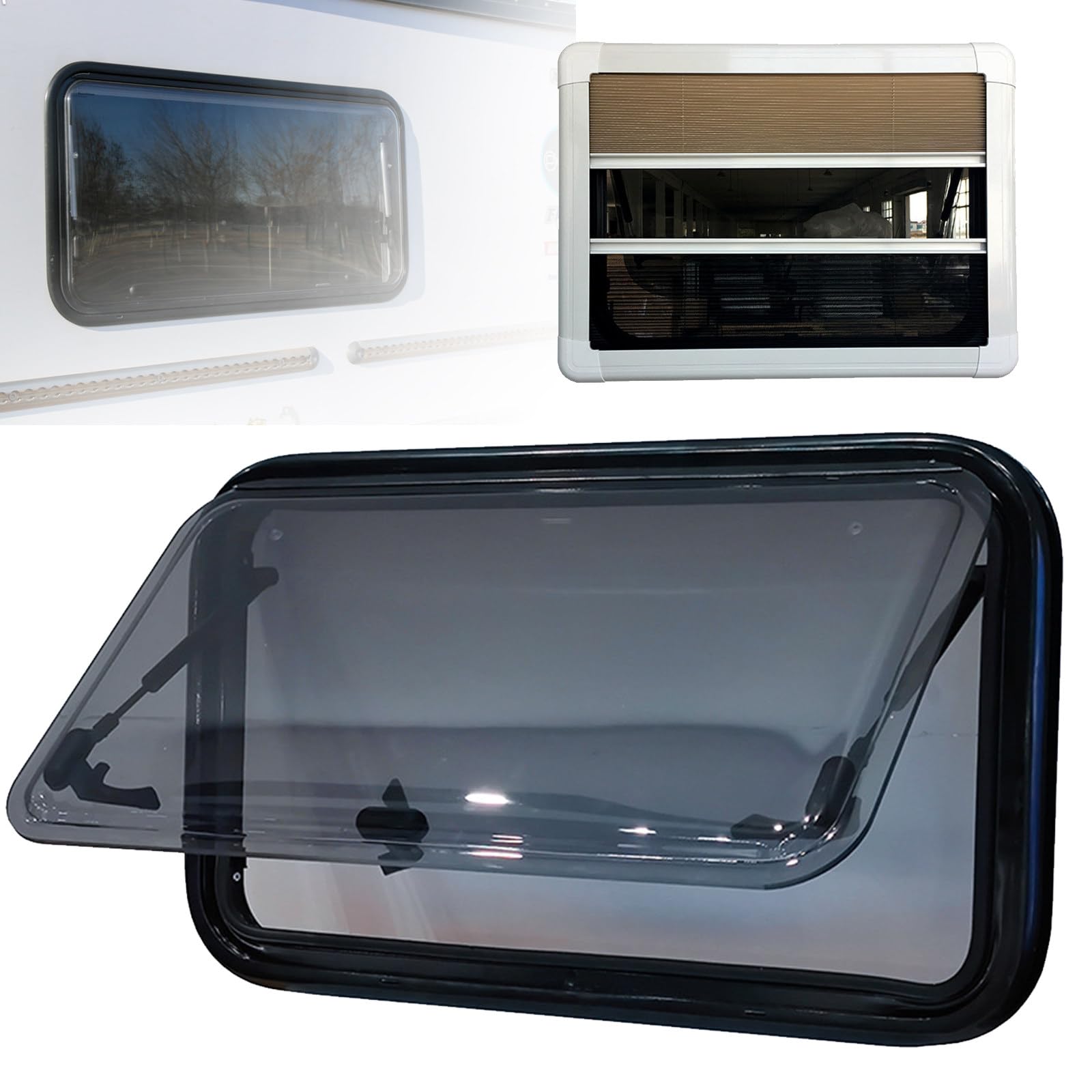 Generisch RV Push Out Fenster - Ersatz für Wohnwagen, Wohnmobil | Doppelschichtiges Acrylglas mit Vorhang | Camper & Anhänger Fenster für Yacht - Hochwertiges RV-Fenster von Generisch